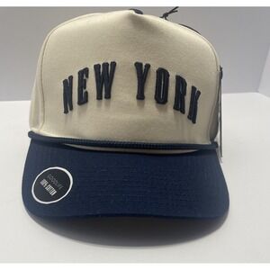cream and navy Goodlife New York trucker Snap Back Hat
